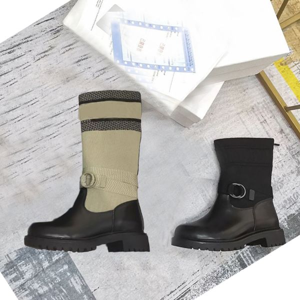 

autumn winter womens western boots soft cowhide elastic belt designer high boot 100% leather lady platform letter shoe fashion thick soled w, Black