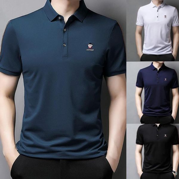 

men's t-shirts casual polos shirts plus size short sleeve tees pullover men summer t shirt lapel homme mens clothing, White;black