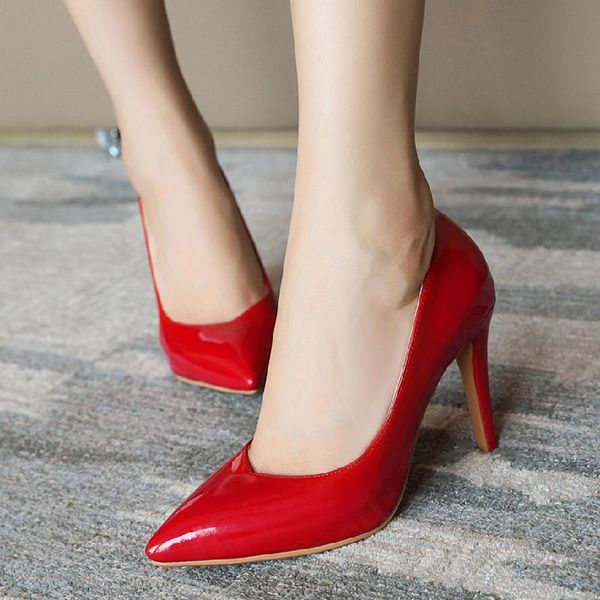 

dress shoes classic white red nude heels women pumps fashion high pointed ol working party woman 2021 spring, Black
