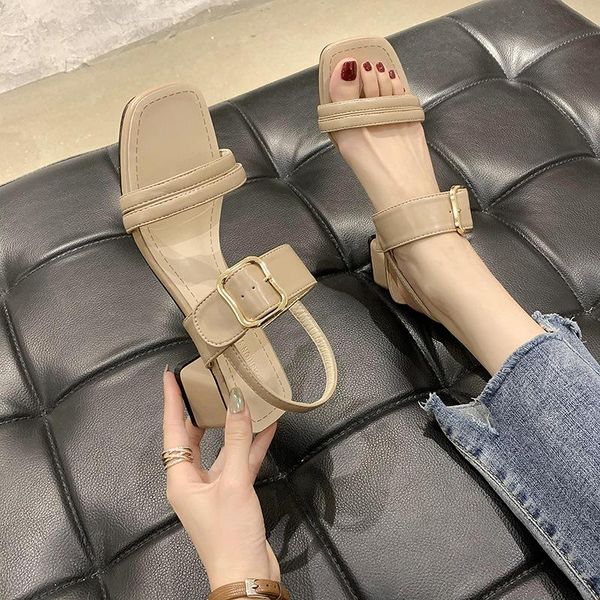 

summer hollow out women pumps pointed open-toed sandals outdoor comfortable party shoes buckles, Black