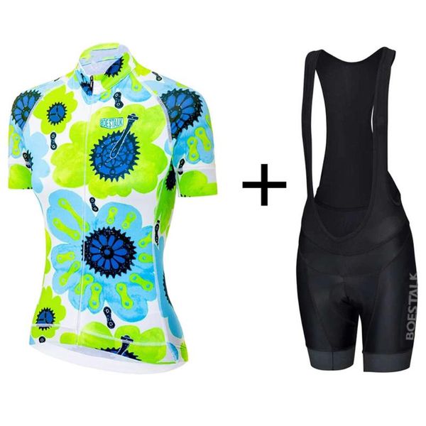 

racing sets 2021boestalk cycling wear summer short-sleeved women's suit mountain bike clothes road pants and equipment, Black;blue