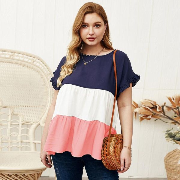 

women's t-shirt 2021 large size cotton summer beach casual short-sleeved stitching elegant loose cool harajuku, White