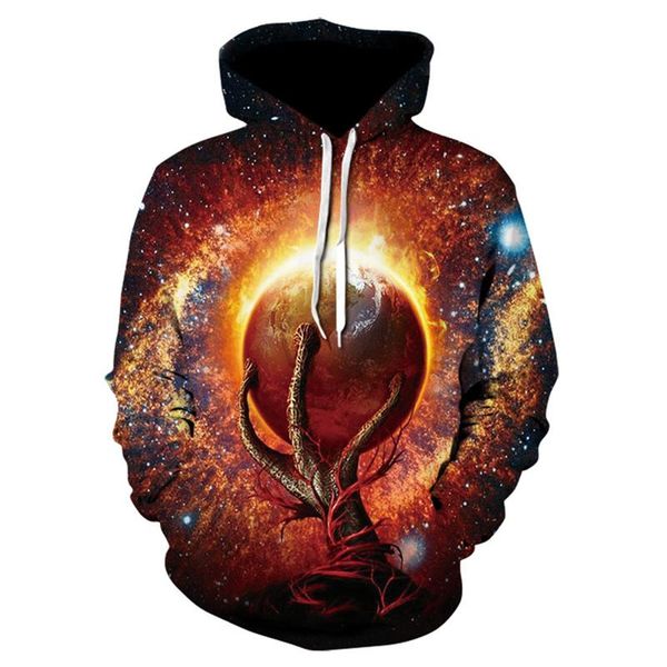 

men's hoodies & sweatshirts 3d digital print hoodie sweatshirt fashion hip hop hooded street long sleeve, Black