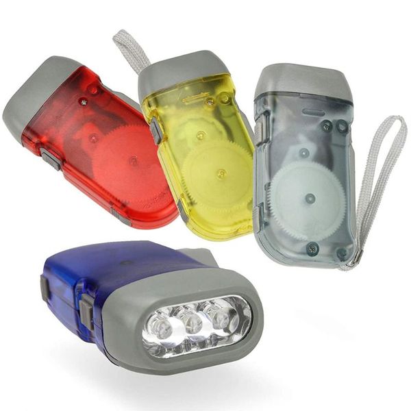 

portable hand crank camping home car no battery led bright light 3 dynamo power wind up energy saving outdoor flashlights torches