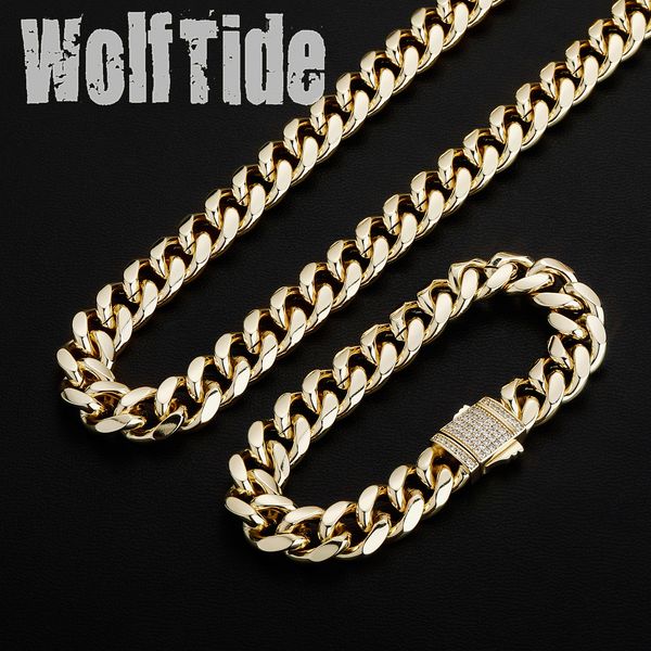 

new fashion 10mm spring clasp cuban link chain necklace choker bracelet personalized cubic zirconia miami curb chains bling hip hop rapper j, Silver