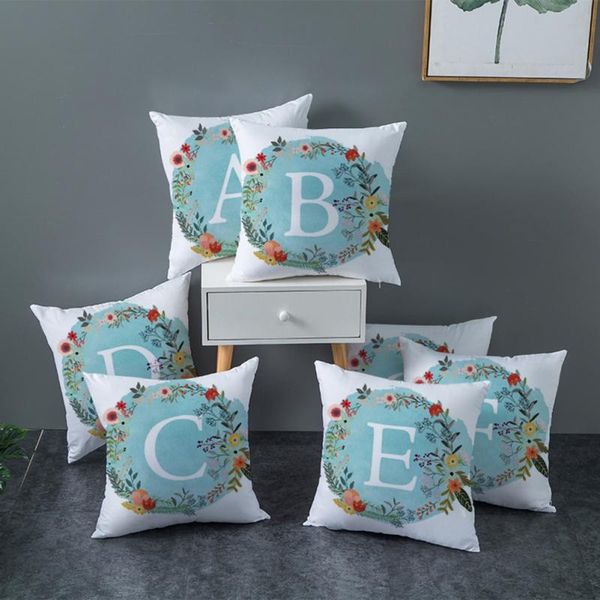 

cushion/decorative pillow alphabet decor cover blue floral letter printed cushion household for sofa car pillowcase #