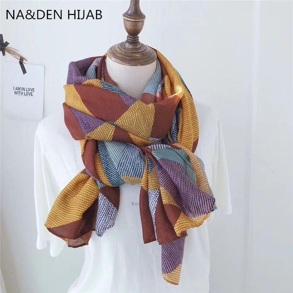 

scarves 2021 summer design scarf print grometric 1 color hijab part scarfs women and shawls shimmer fashion islamic, Blue;gray