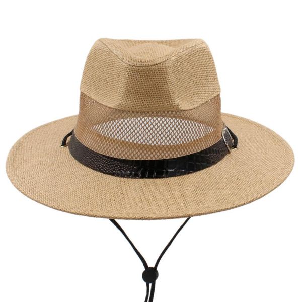 

stingy brim hats 2021 women men straw sun hat with mesh dad panama for beach sunbonnet jazz wind rope size 58cm a0182-xsj, Blue;gray