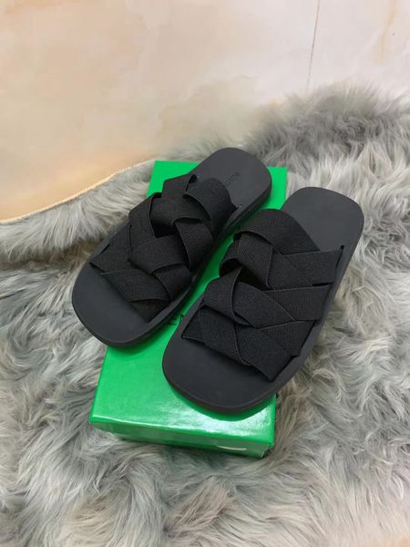 

fashion weave slippers summer women flip flops lady shoes flat ladies indoor beach loafer slippers designer luxury large size 34-40, Black