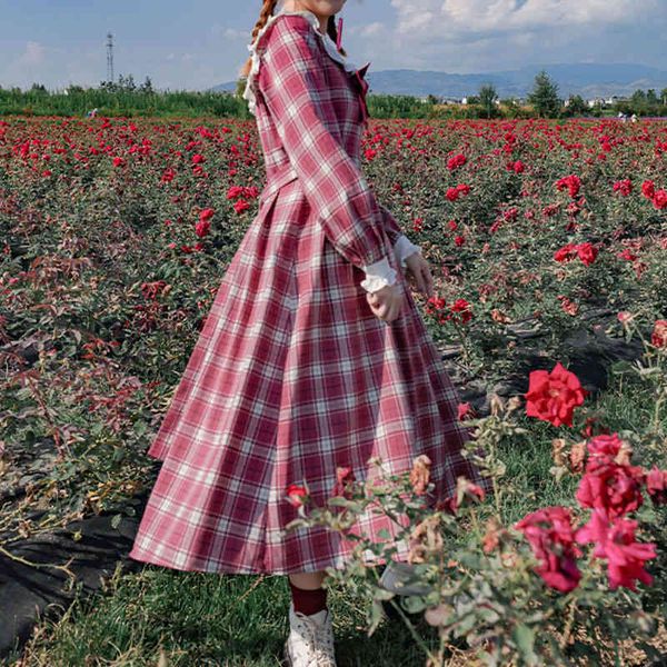 

magogo navy collar dress jk japanese college style autumn female long sleeve plaid dress, Black;gray