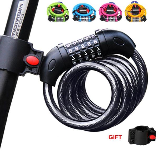 

bike locks 2021 bicycle lock electric five-digit code for mountain wire ring anti-theft riding equipment