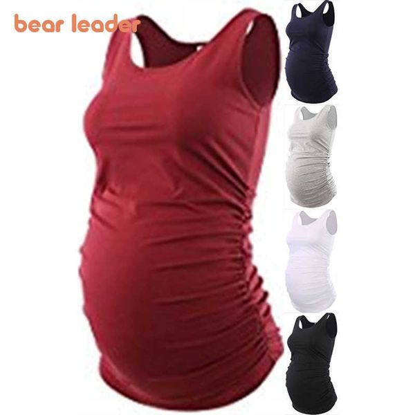 Urso Líder Maternidade Verão Casual Coletes Moda Gravidez Mulheres Sólida Color Tanques Prenatal Suits 210708