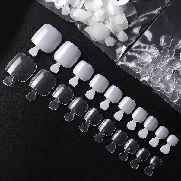 

false nails 500pcs artificial acrylic toe tips natural/transparent foot fake manicure art decoration toenails beauty tools, Red;gold