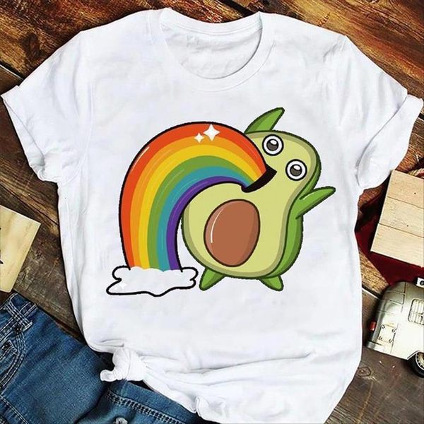 

fashion cartoon fruit avocado women t shirt 90s mujer camisetas summer tshirts clothes graphic lady print female, White