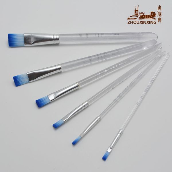 

6pcs Watercolor Gouache Painting Pen blue White Nylon Hair short Organic rod Handle Paint Brush Drawing Art Supplies Stationery, Ordinary packet