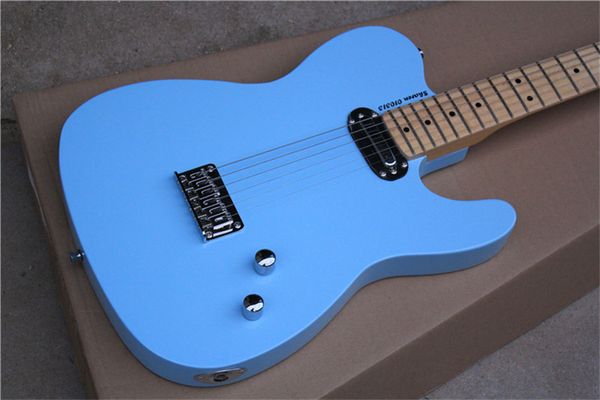 

fashion light green six string electric guitar, customized logo