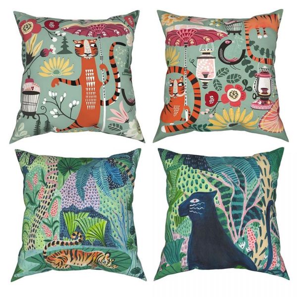 

cushion/decorative pillow jungle jaguar pillowcase soft polyester cushion cover gift case chair zipper 40*40cm covers