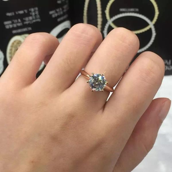 

cluster rings 14k rose gold moissanite ring for women vvs1 brilliant round cut lab grown stone diamond custom made, Golden;silver