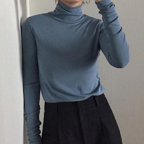 

women's sweaters fall/winter piles with plush high neck bottoming shirt women t-shirt slim long sleeve, White;black