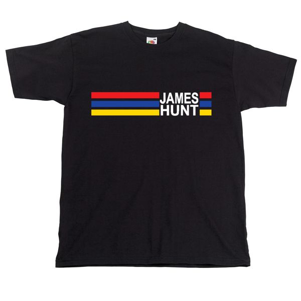 

james hunt t shirt f1 legend champion colours, White;black