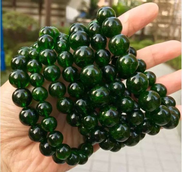 

fujingyuan natural green diopside bracelet siberian emerald, Black