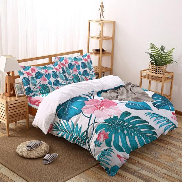 

bedding sets 2/3/4pcs set red flowers with large leaves seamless duvet cover creative comforter bed housse de couette