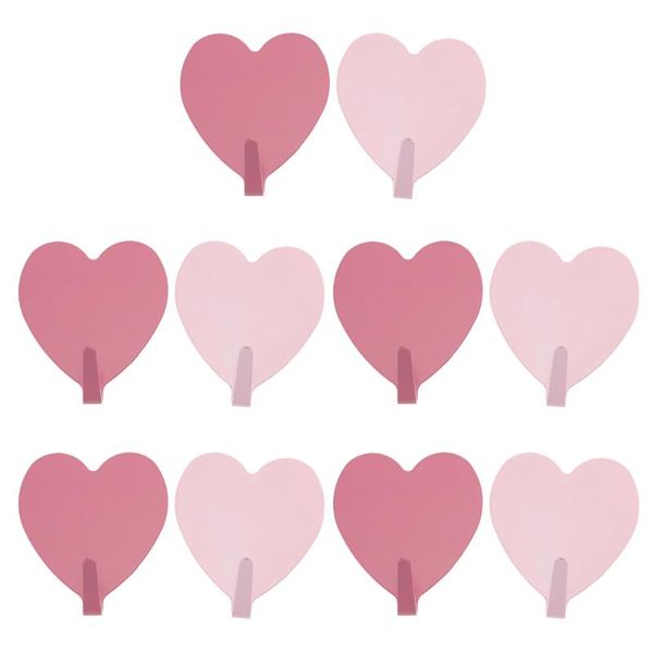 

hooks & rails 10pcs heart-shaped non-punching wall-mounted (rosy,)