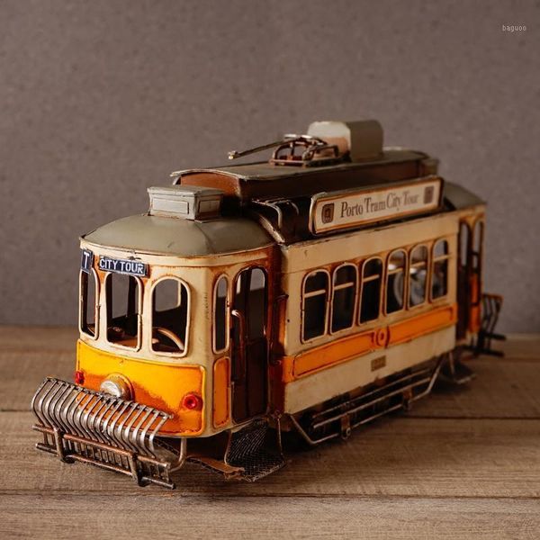 Oggetti decorativi Figurine Tram vintage Retro Tramcar Figurine Diecast Bus Modello Streetcar Statua Home Decor Ornamento Collezione regalo Ho