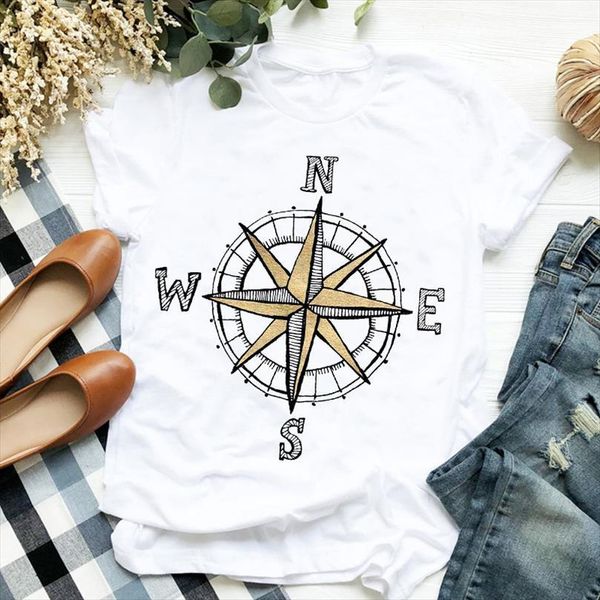 

and women lady cartoon mens compass vintage womens short sleeve print ladies tee shirt clothes female graphic, White;black