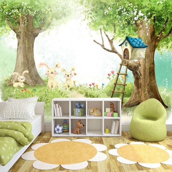 

wallpapers po wallpaper 3d cartoon cute children's bedroom background wall painting eco-friendly plant fiber mural paper home decor