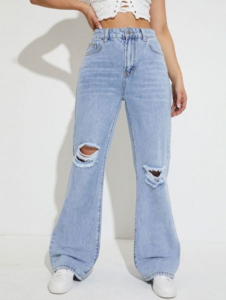 

high waist ripped jeans 63tu#, Blue