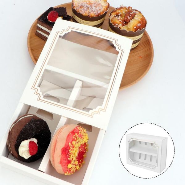 

12pcs paper macaron box dessert containers muffin carriers with clear window gift wrap