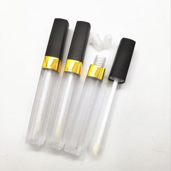 

storage bottles & jars 12/25/50pcs 3.5ml black cap cosmetic lipgloss container gold ring square lip glaze bottle frosted gloss wand tub
