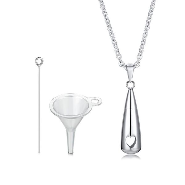

pendant necklaces stainless steel urn necklace teardrop cremation jewelry for ashes memorial keepsake women, Silver