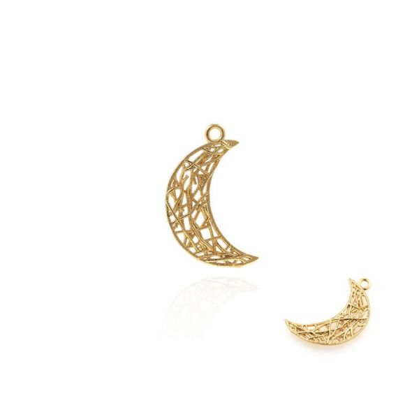 

charms 10pcs golden moon charm cz pendant, charm, exquisite diy jewelry accessories, Bronze;silver