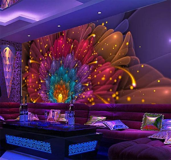 

wallpaper 3dcustom mural large po fashion cool nightclub bar ktv flower tooling background wall painting wallpapers