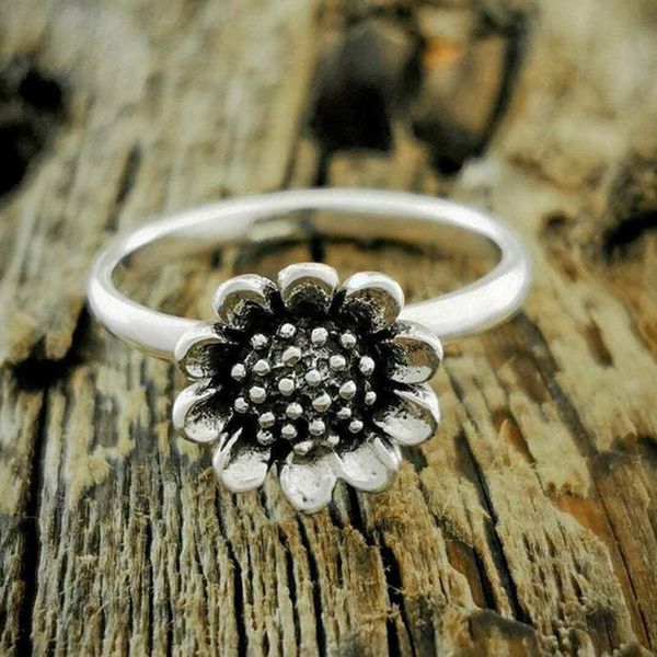 

wedding rings cute little daisy for women girls silver color sunny sunflower flower jewelry friendship gifts sister, Slivery;golden