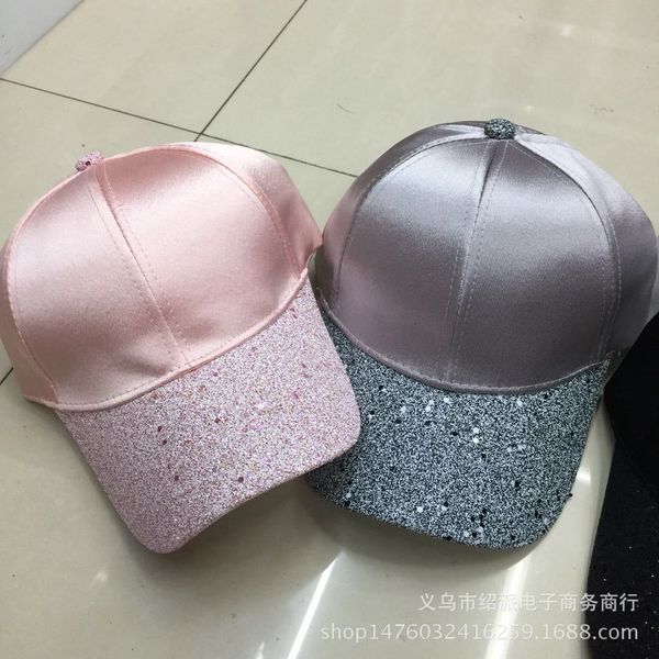 

spring and summer korean hat women's versatile casual light plate sequin baseball cap trendsetter mercerized new style, Blue;gray