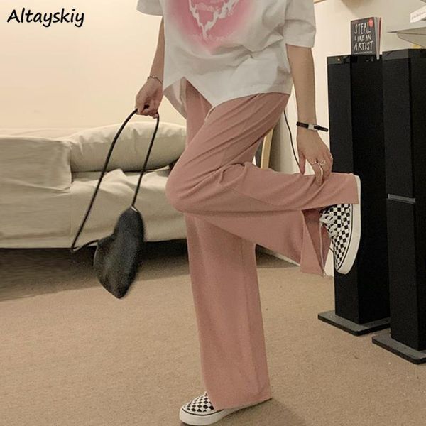 

women's pants & capris women cozy casual side slit mopping solid hipster teenagers korean style females trousers -arrival slim summer, Black;white