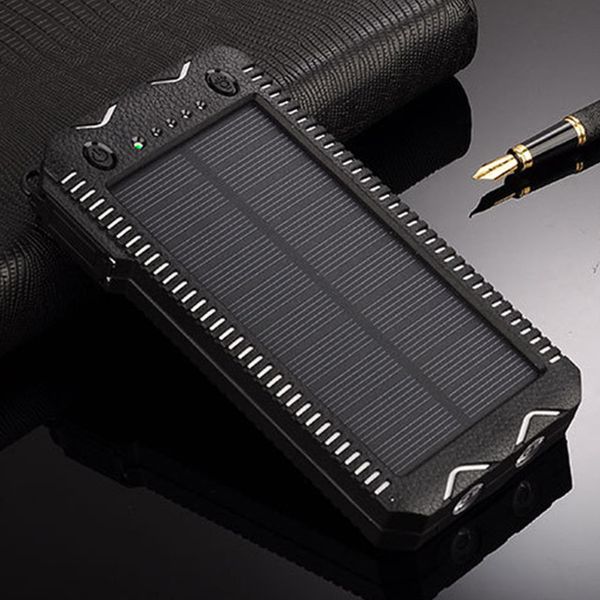 20000mAh Solar Power Bank Caricabatterie ad alta capacità per telefono con accendisigari Doppio caricatore di emergenza esterno USB