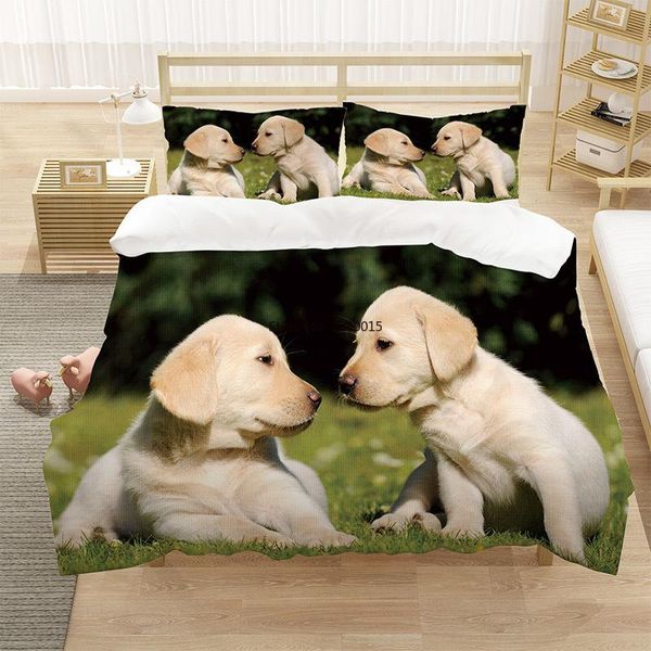 Conjuntos de roupas de cama Capta de cachorro 3D Cappo de cachorros 3 Peças com travesseiros de edredon Prophases Dog Impresso para crianças meninos meninos meninas