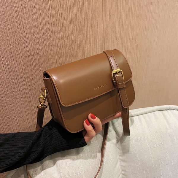 

2021 autumn and winter women's bag urban simple solid color messenger pu letter shoulder