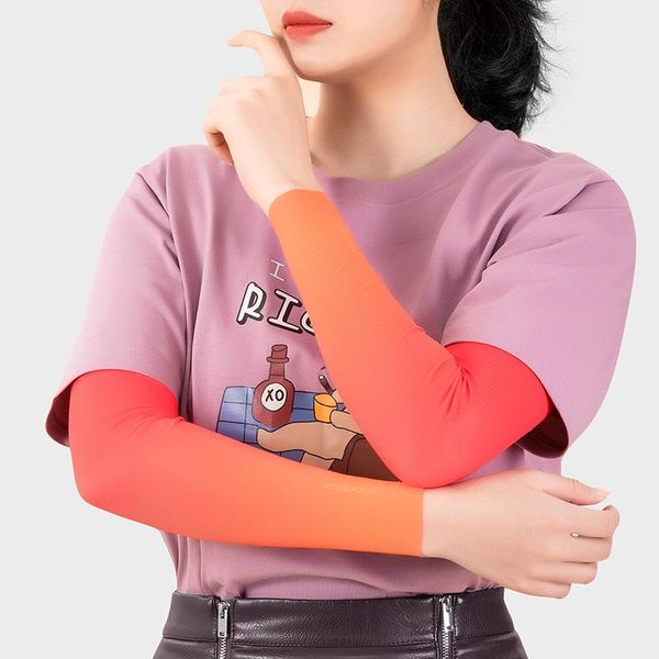 

cycling arm sleeves sun protection anti-uv ice silk seamless running basketball compression warmer elbow & knee pads, Black;gray