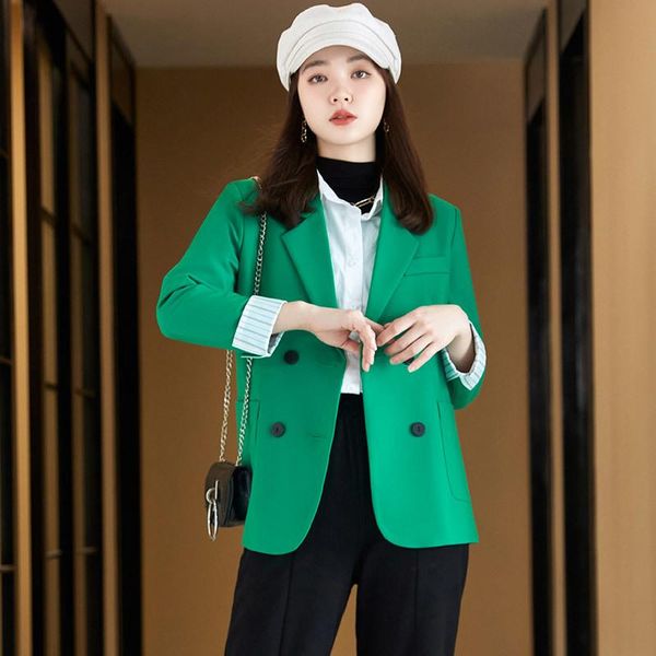 

women's suits & blazers women coat fashion double breasted jacket ol styles autumn winter for business work blaser outwear plus size, White;black