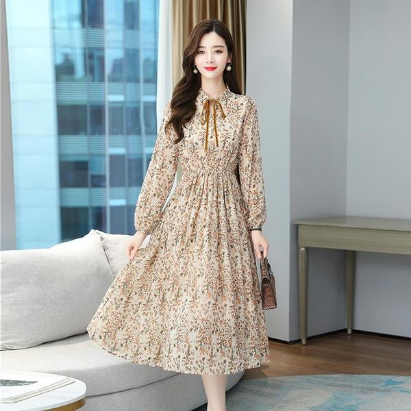 

casual dresses women's clothing spring autumn ankle long dress super fairy's restoring ancient french long-sleeved chiffon females, Black;gray