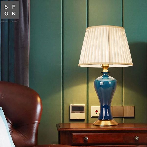 

table lamps copper bedroom lamp bedside jingdezhen ceramic generous luxury living room decorated led