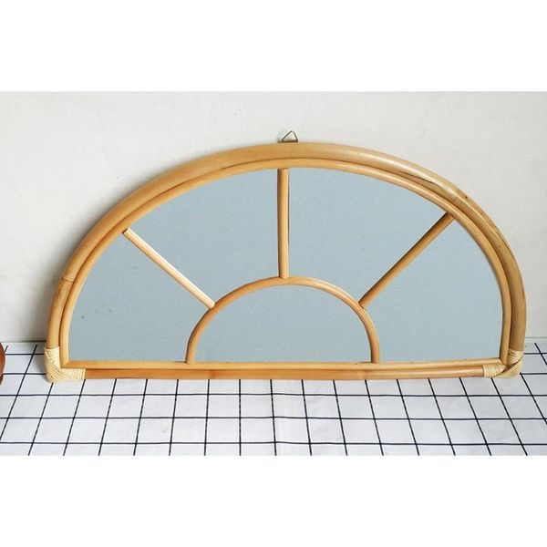 

mirrors 449c rattan semicircular dressing mirror innovative art decor makeup wall for entryways washrooms