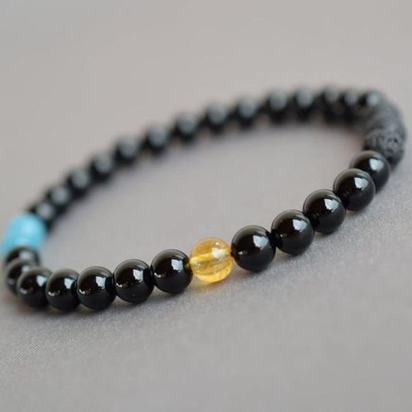 

charm bracelets black onyx beaded bracelet man 6mm energy stones healing jewelry gift for boyfriend, Golden;silver