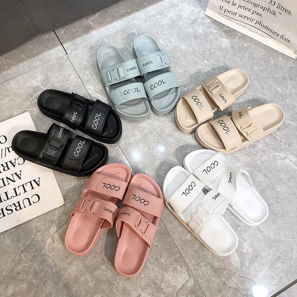 

slippers 2021 summer sandals for women to wear korean flat-bottomed home non-slip beach harajuku female students ins tide, Black