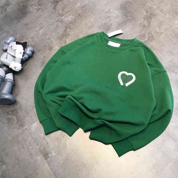 

2022 factory wholesale new model love letter embroidered terry sweater women's autumn green long sleeve casual loose large coat, Black